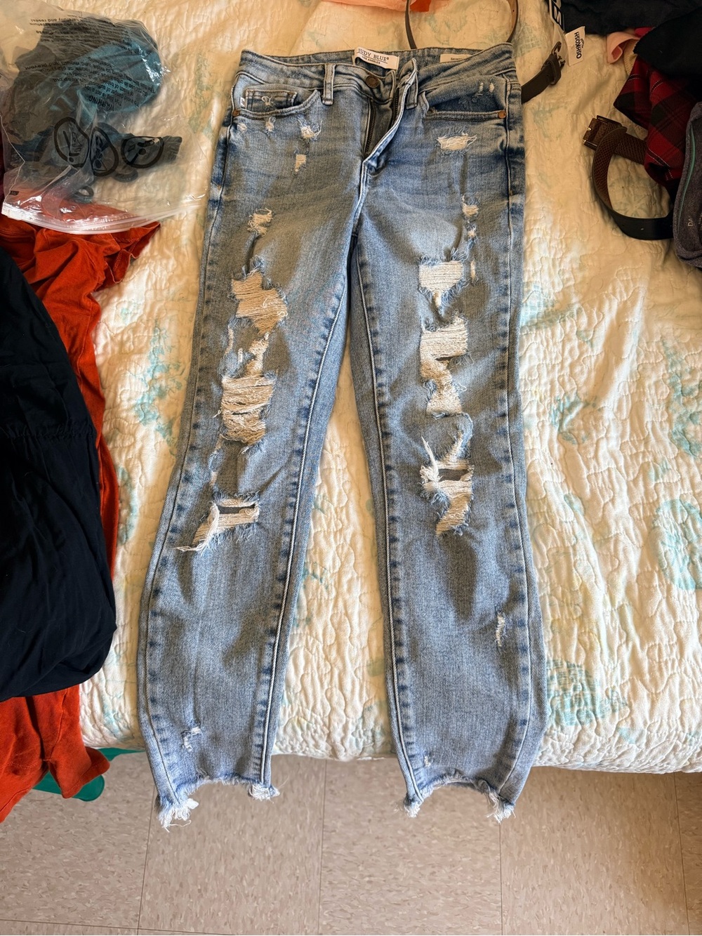 Judy Blue Ripped Light Blue Skinny Jeans